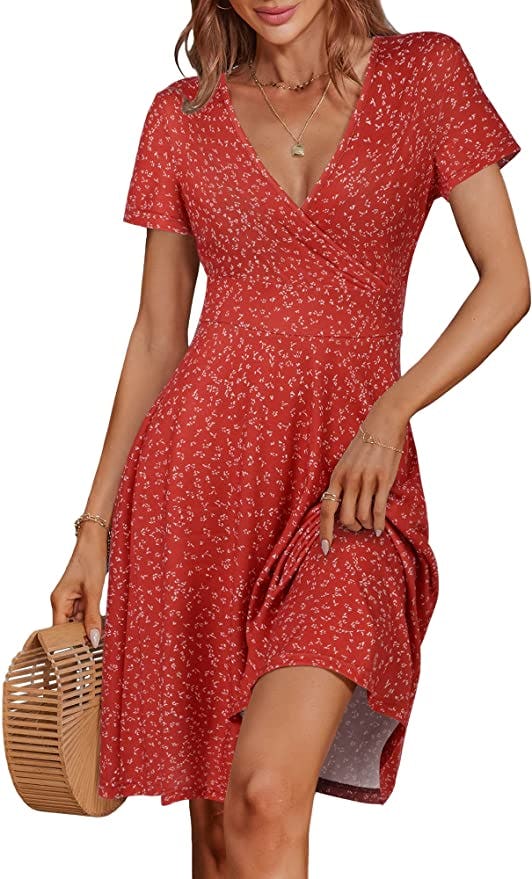 MSBASIC Cross Wrap Casual Midi Sun Dress