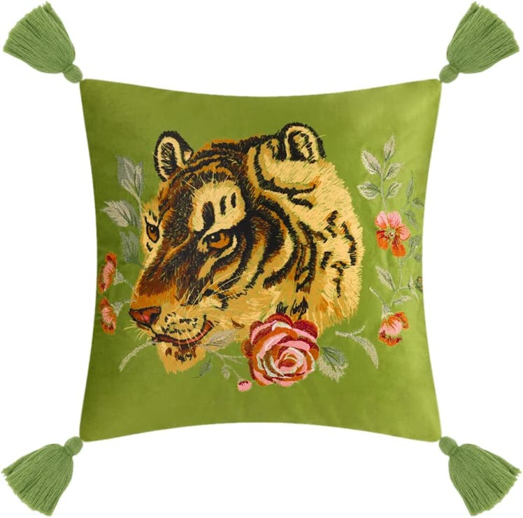 JWH Tiger Velvet Throw Pillow Cover