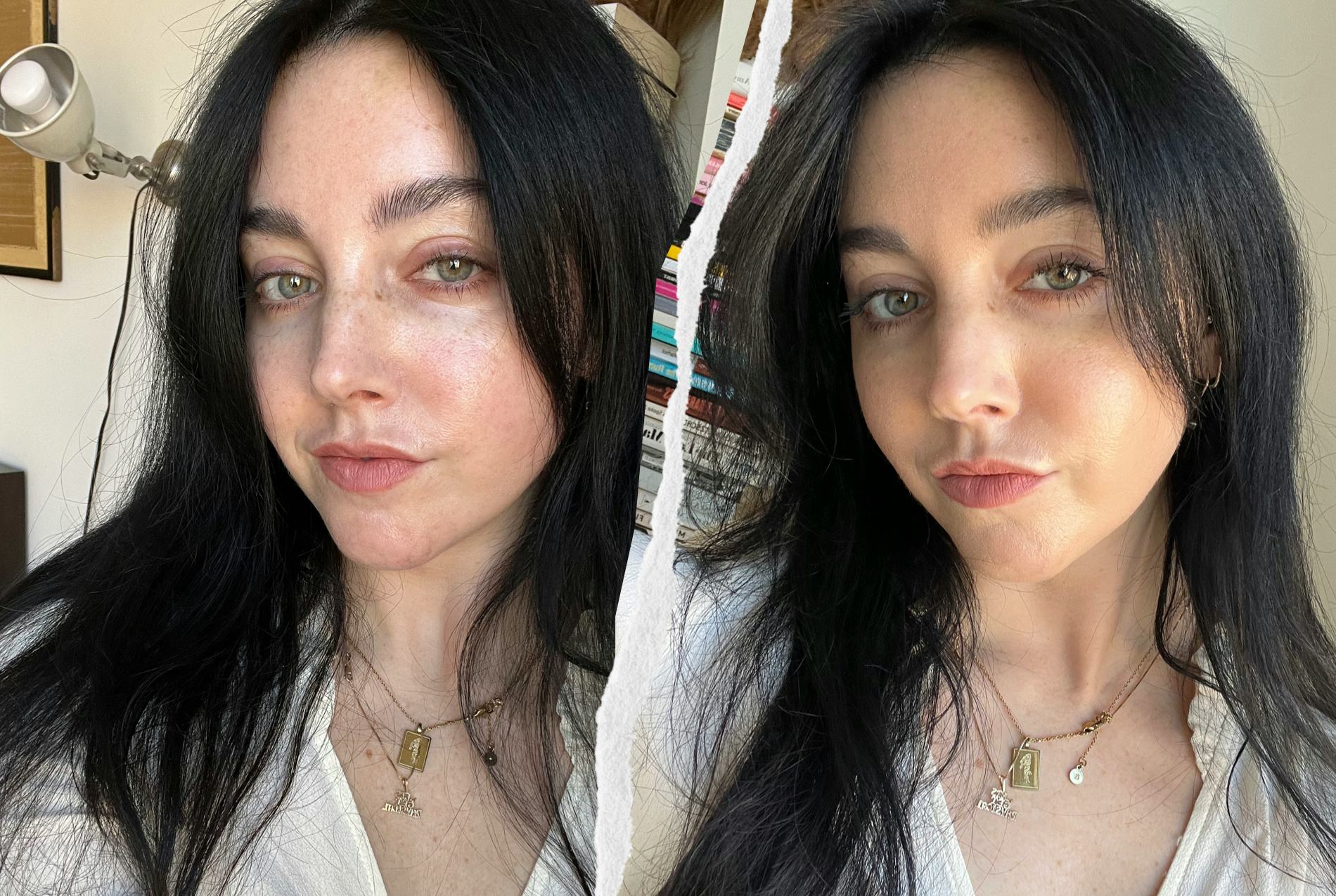 My skin wearing Saie&rsquo;s Glowy Super Skin Foundation.