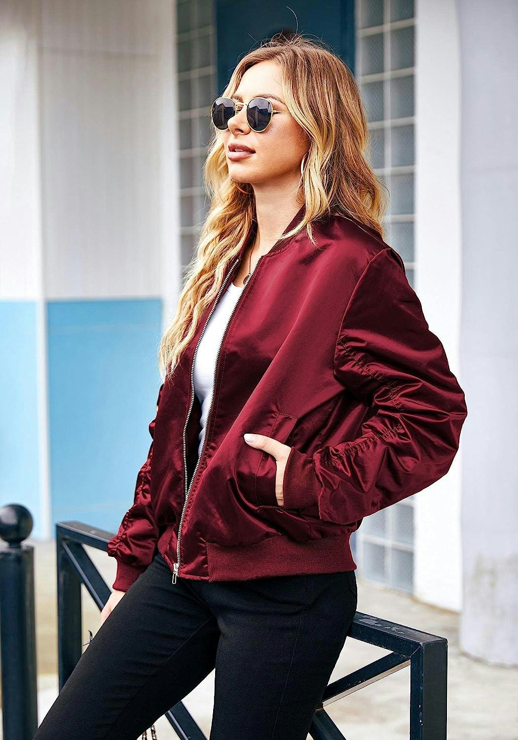 ACEVOG Satin Bomber Jacket