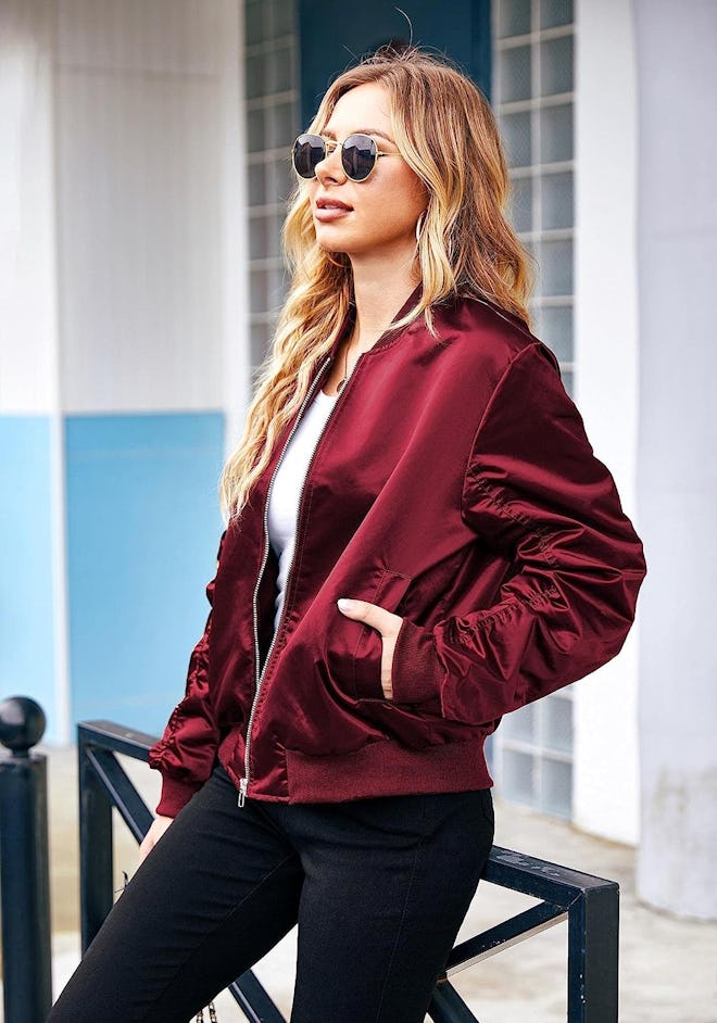 ACEVOG Satin Bomber Jacket