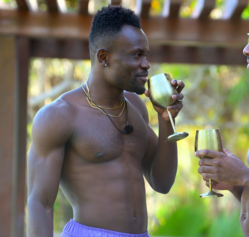 Production still of Kwame Appiah and Brett Brown on Love Is Blind Season 4.