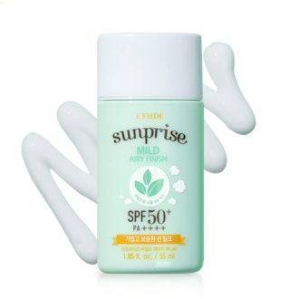 ETUDE HOUSE Sunprise Mild Airy Finish Sun Milk SPF50+ is the best non-sticky face sunscreen