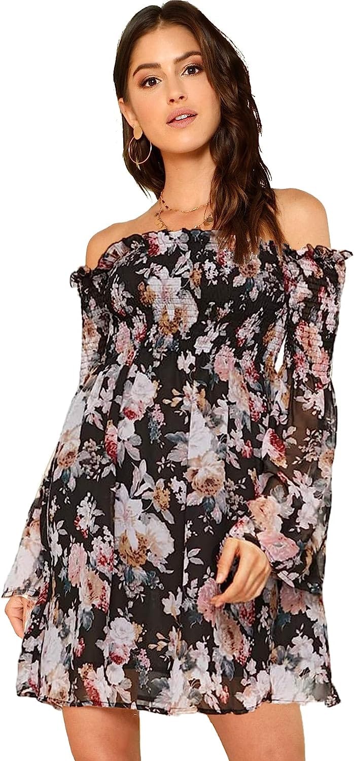 Romwe Off Shoulder Swing Dress