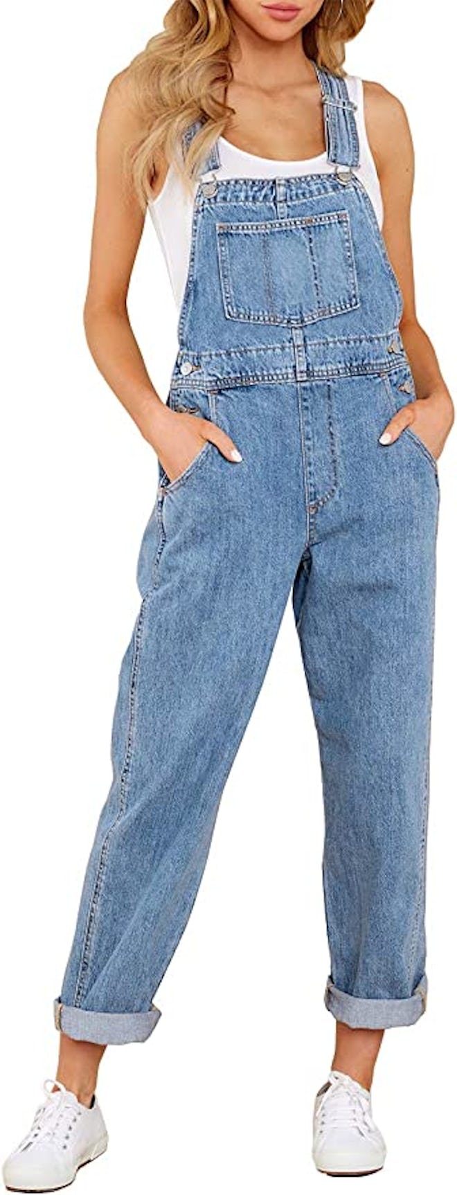 luvamia Casual Stretch Adjustable Denim Bib Overalls