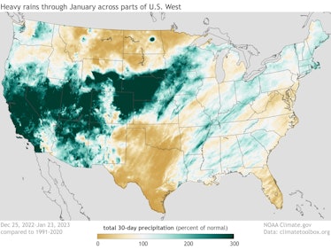 A map of heavy January rains in the U.S.