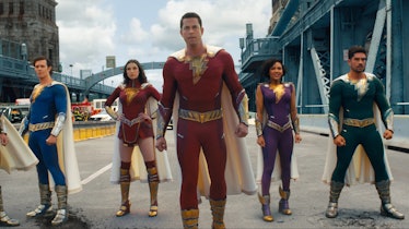 The Shazam family poses together in Shazam! Fury of the Gods