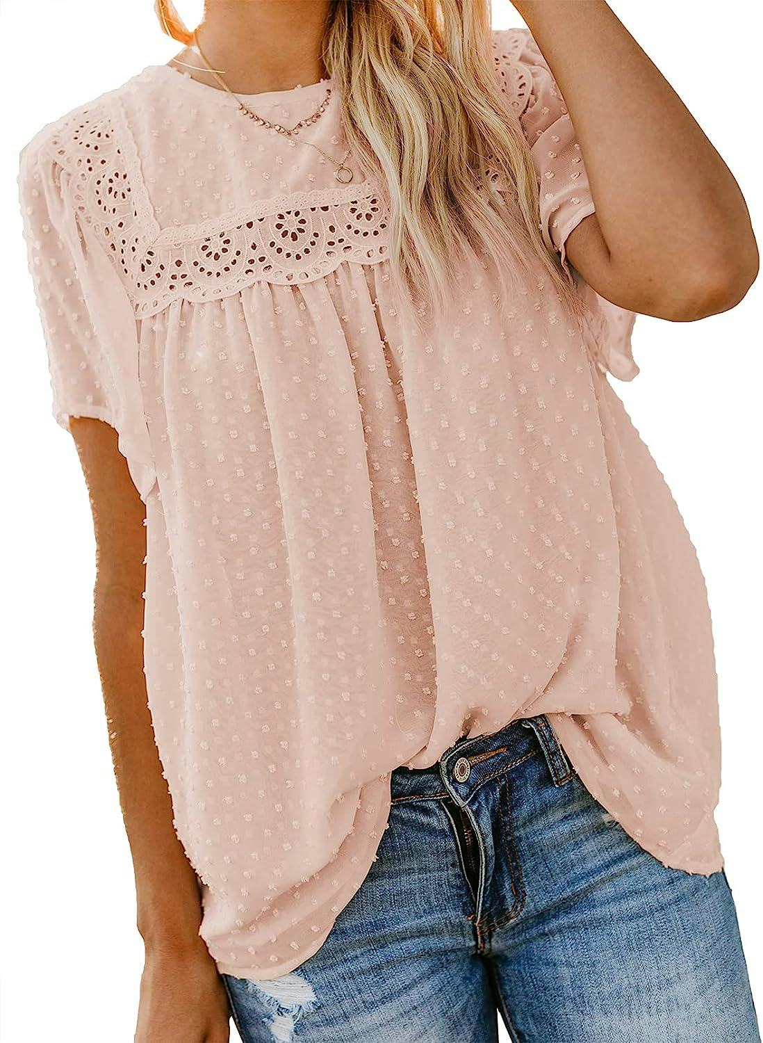 Dokotoo Lace Crochet Flowy Shirt