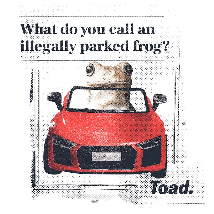 5dea7646 bc35 4740 9c6a b75f4f6cbec2 internal frog The Very Best Dad Jokes: What's an illegally parked frog?