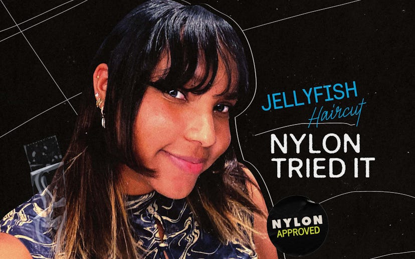 Female model with the jellyfish haircut