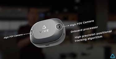 The new self-tracking Vive Tracker with key components labelled.