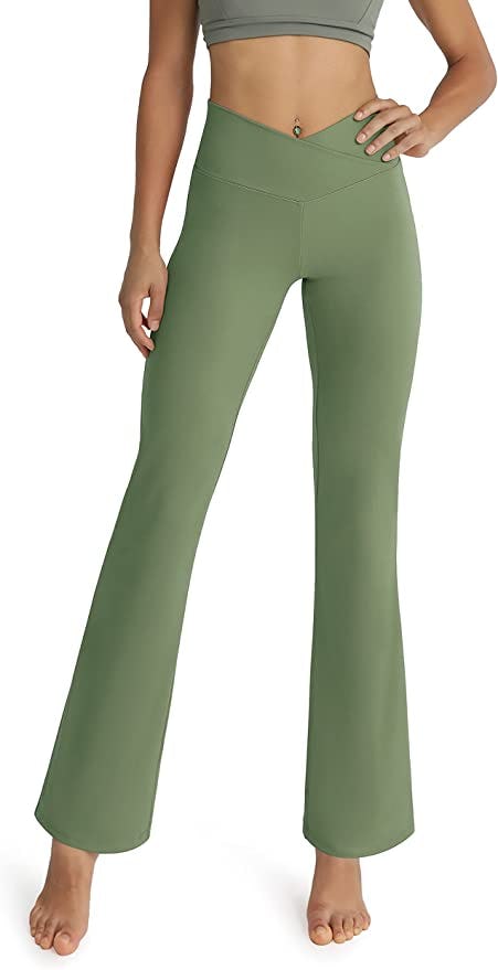 ODODOS Cross Waist Bootcut Yoga Pants