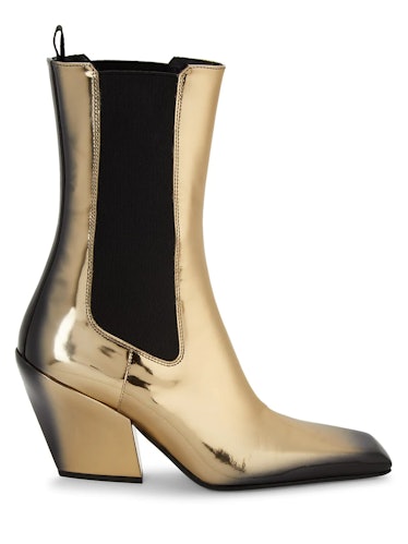 Metallic Leather Mid-Calf Boots