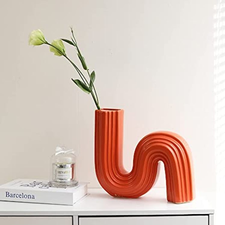 Purzest Orange S Shape Ceramic Vase