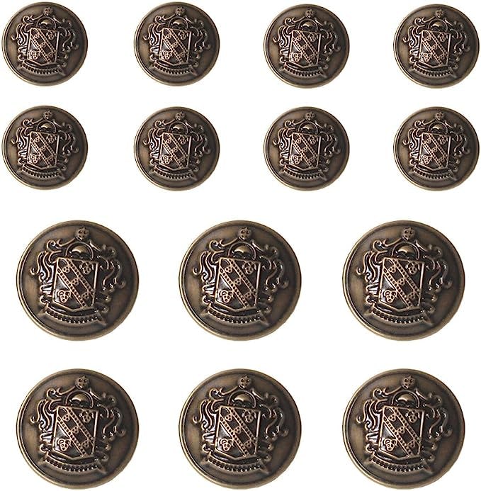 YaHoGa Antique Metal Blazer Buttons Set (14 Pieces)