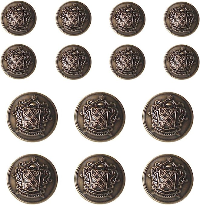 YaHoGa Antique Metal Blazer Buttons Set (14 Pieces)