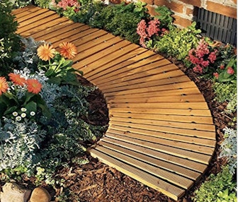 Plow & Hearth Wooden Curved Garden Pathway