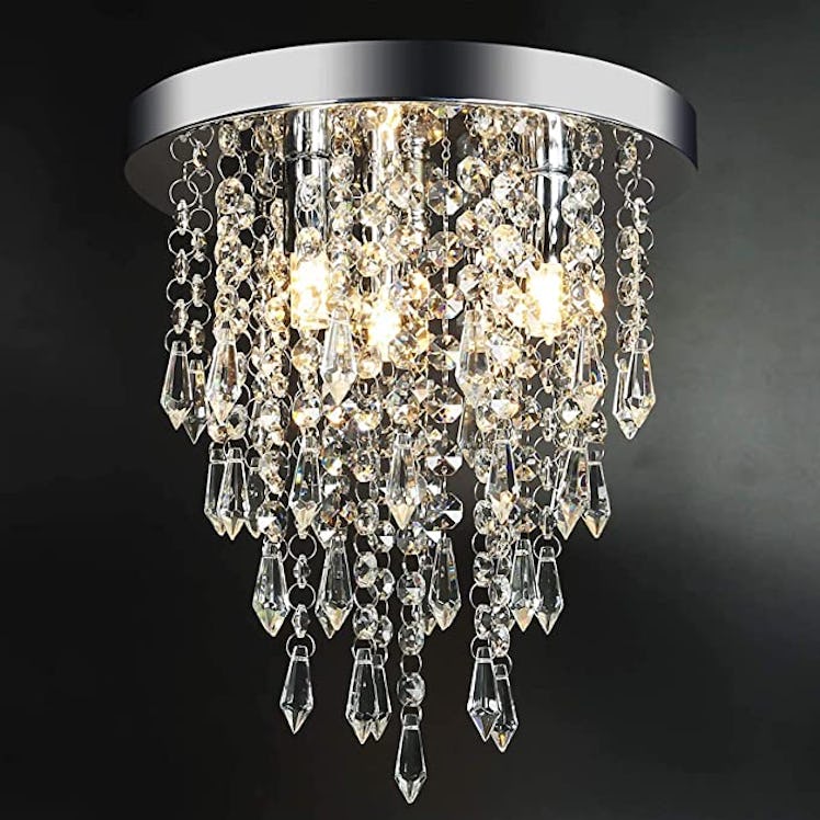 Hong-in Crystal Flushmount Chandelier Fixture 