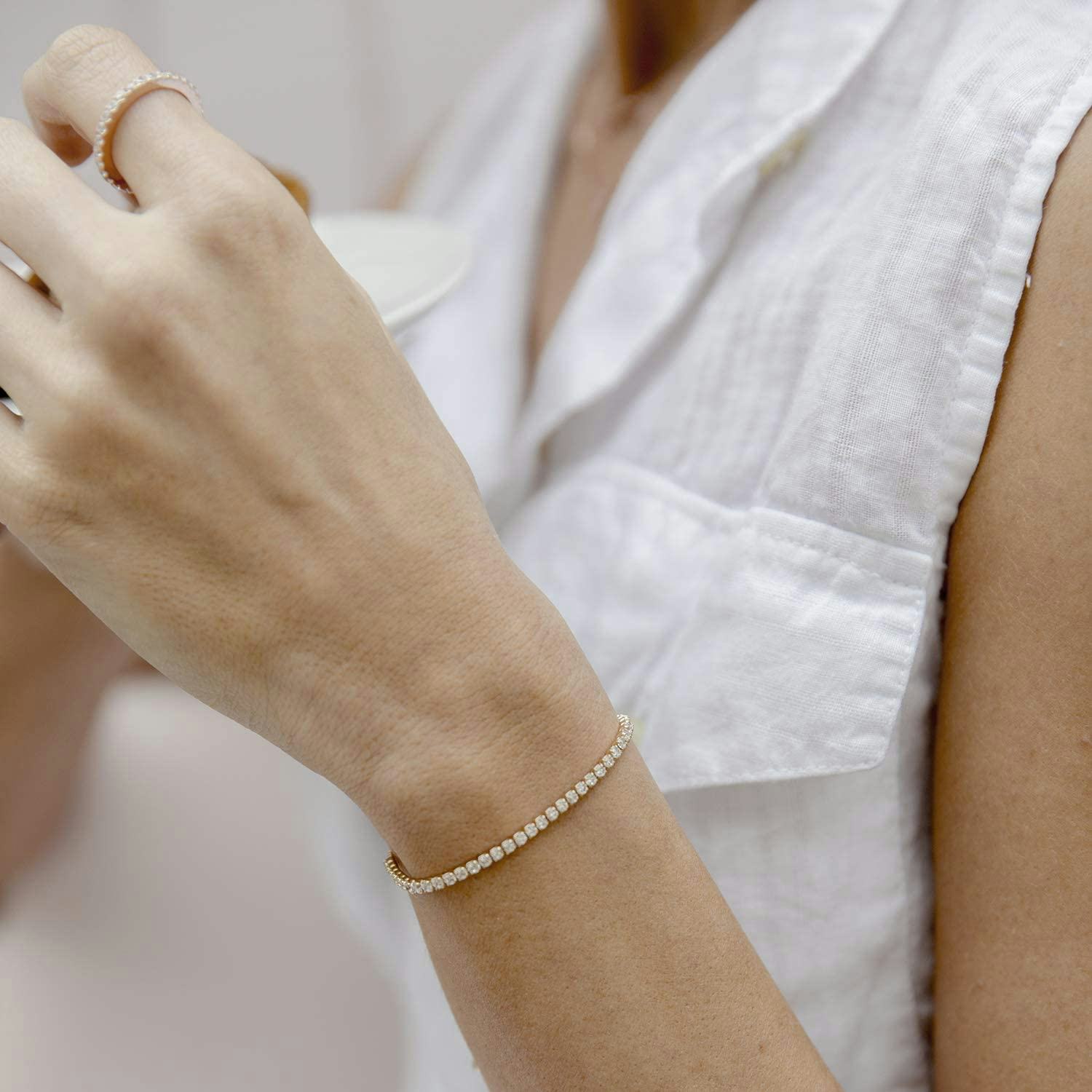 PAVOI Gold Vermeil Cubic Zirconia Classic Tennis Bracelet