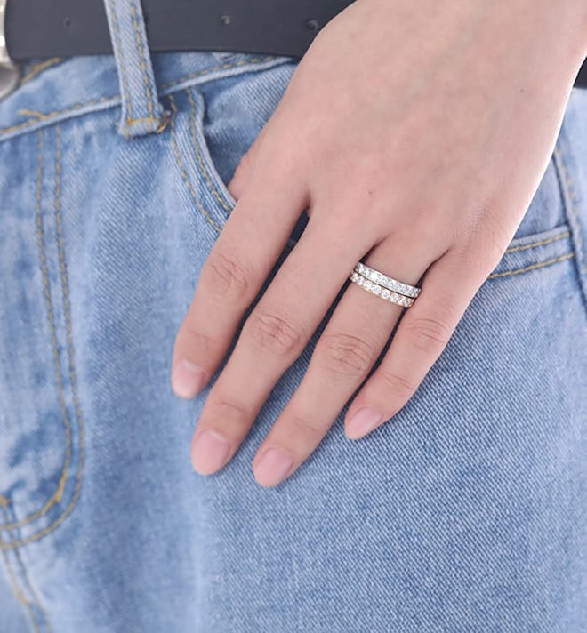 TIGRADE Titanium Cubic Zirconia Engagement Ring 