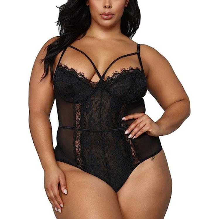 Ella Lust Strappy Eyelash Lace Bodysuit