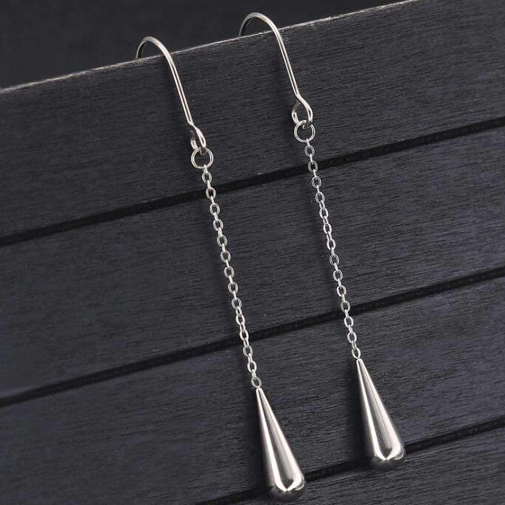 Stainless Steel Water Drop Long Tassel Dangle Earrings