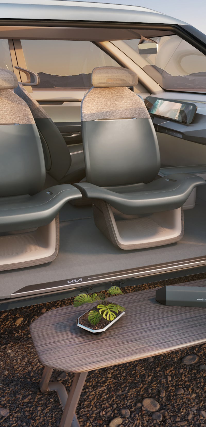 Interiors of Kia's conceptual version of its mid-size SUV, the EV5.