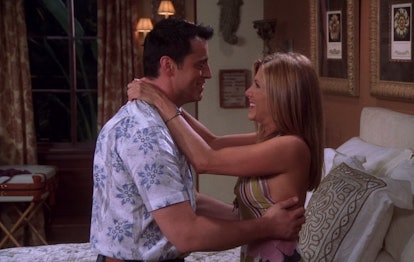 Jennifer Aniston and Matt LeBlanc as Rachel Green and Joey Tribbiani.