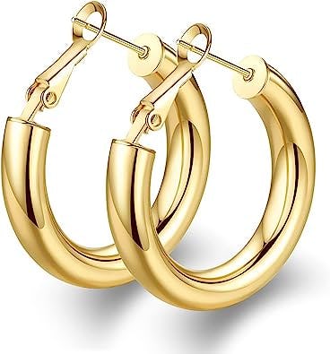 wowshow 14-Karat Gold Hoop Earrings