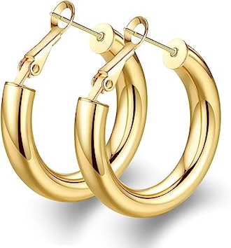 wowshow 14-Karat Gold Hoop Earrings