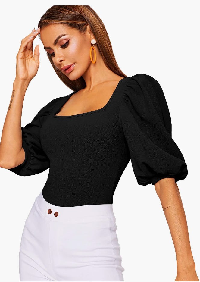 ROMWE Puff Sleeve Top