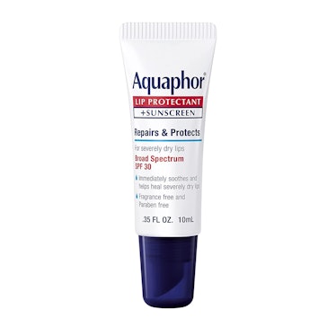 aquaphor lip protectant and spf 30 is the best lip sunscreen to reapply over makeup