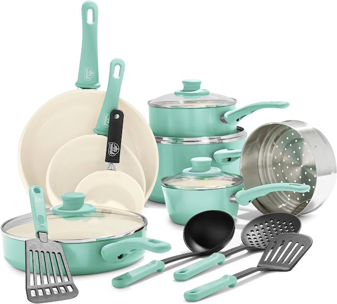 GreenLife Soft-Grip Nonstick Ceramic Cookware Set (16 Pieces)