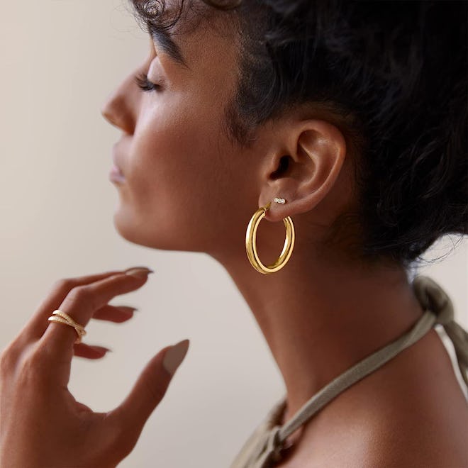 PAVOI 14K Gold Plated Hoop Earrings