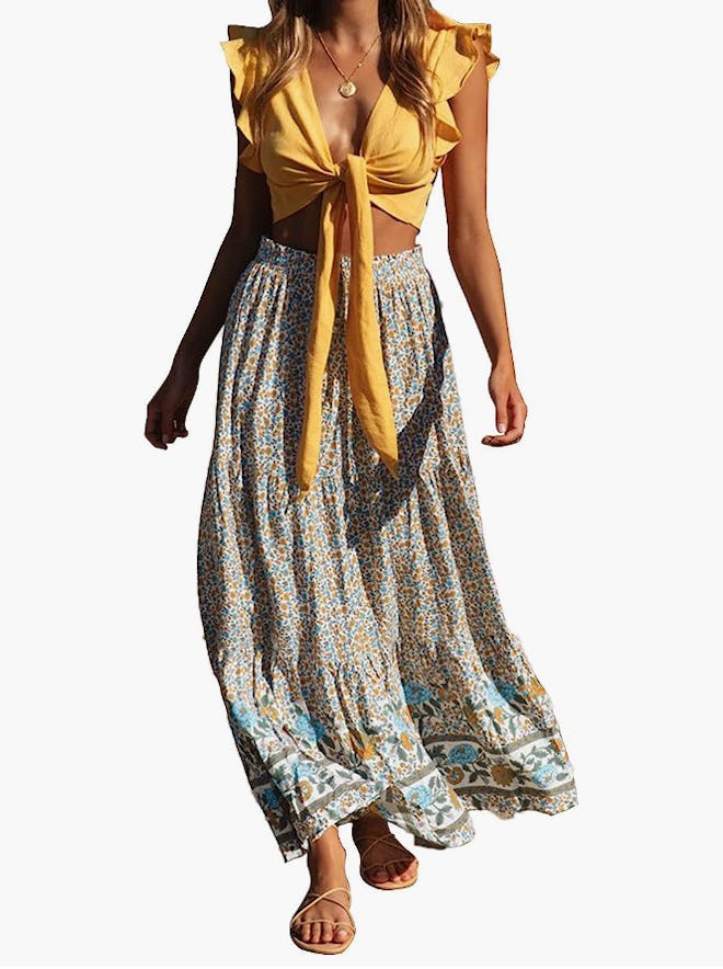 ZESICA Bohemian Maxi Skirt