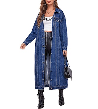 This denim duster coat is an instant statement piece.