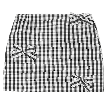 Taffi Bow-Detailed Checked Taffeta Mini Skirt