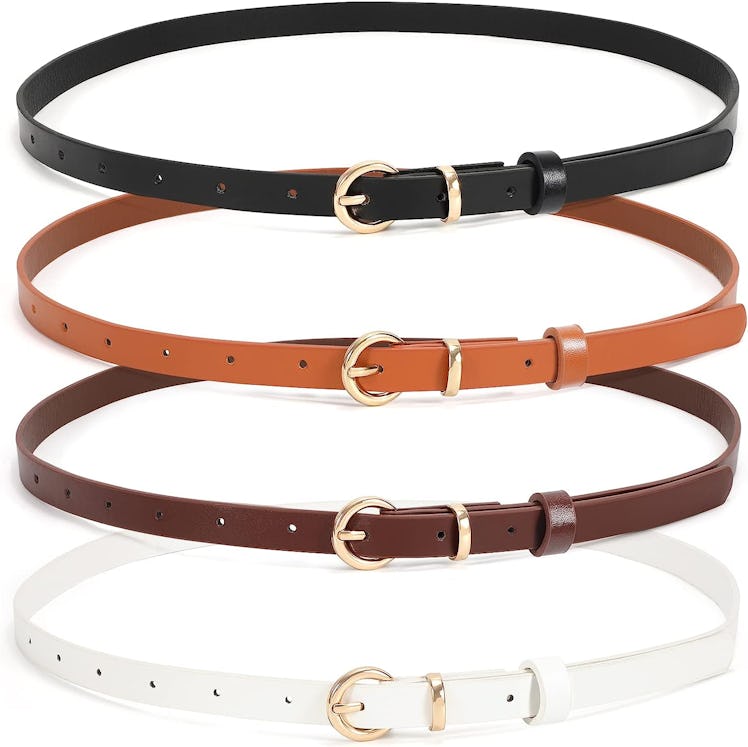 WHIPPY Skinny Leather Belt (Set of 4)