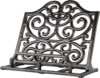 This cast iron book stand scores design points and is perfect for desks or cookbooks.