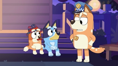 Chilli wearing a police hat in "The Sleepver."