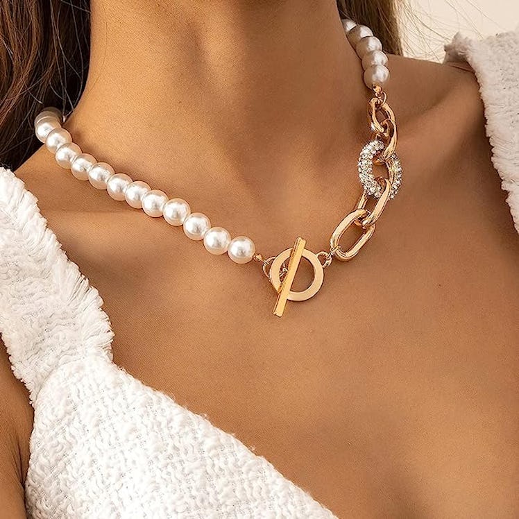 Asphire Pearl Choker Necklace with Toggle Clasp