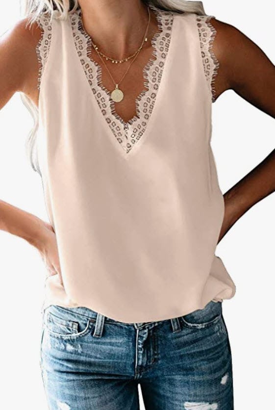 lime flare Summer Lace Trim Sleeveless Cami Tank