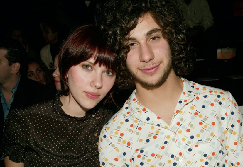 Actress Scarlett Johansson with boyfriend Jack Antonoff at the BCBG Spring 2003 fashion show during ...