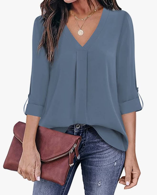 Youtalia 3/4 Cuffed Sleeve Chiffon Blouse