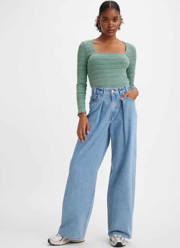 Pleated Baggy Dad Women's Jeans
