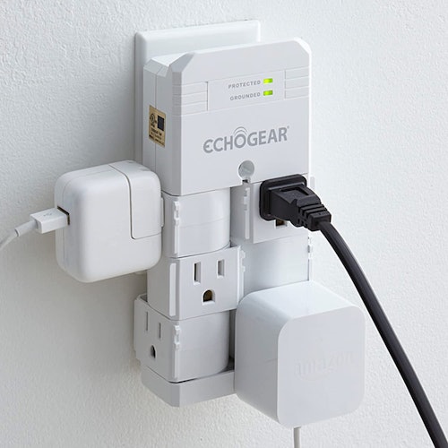 ECHOGEAR On-Wall Surge Protector with 6 Pivoting AC Outlets 
