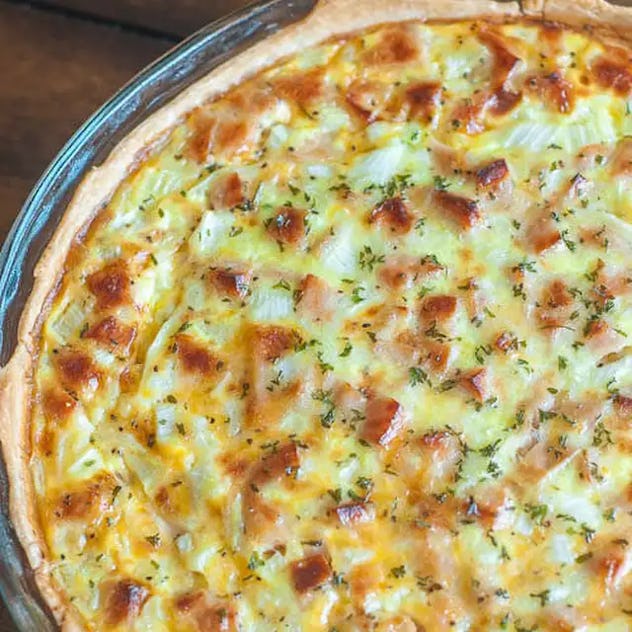 Ham and cheese quiche in a list of leftover ham recipes
