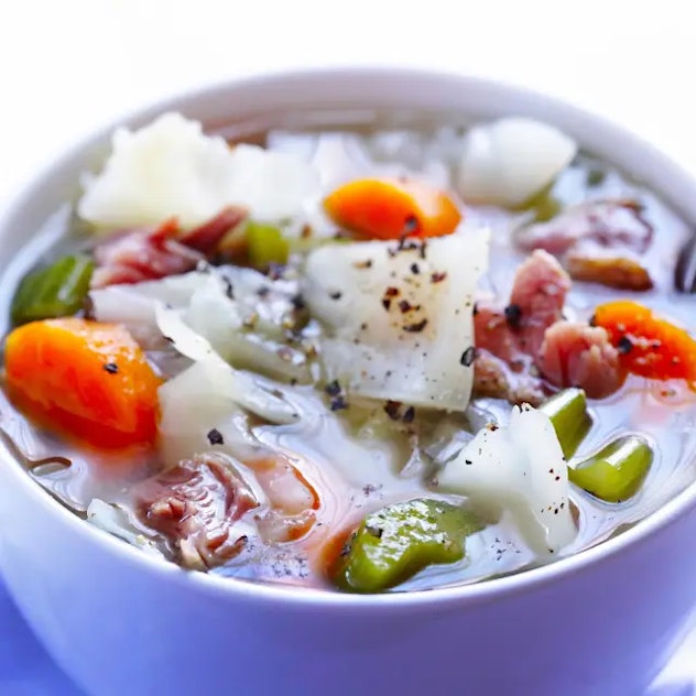 Ham and cabbage soup in a list of leftover ham recipes