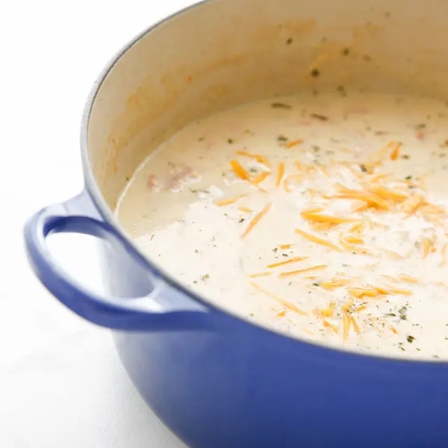Ham and potato soup in a list of leftover ham recipes