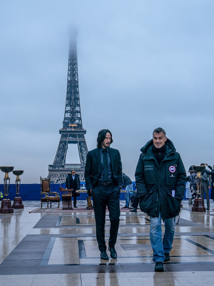 Keanu Reeves and Chad Stahelski on the set of 'John Wick: Chapter 4'